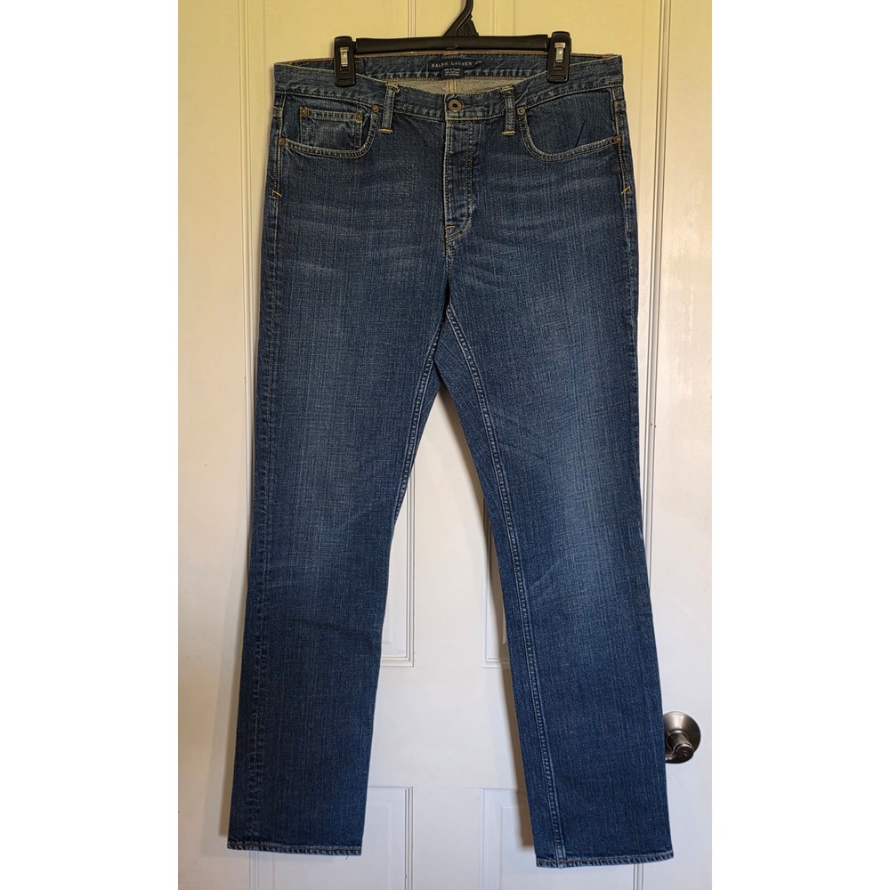 Ralph Lauren 650 Thompson Straight Leg Blue Denim Jeans 32x32 Med Wash Stretch - Picture 2 of 12